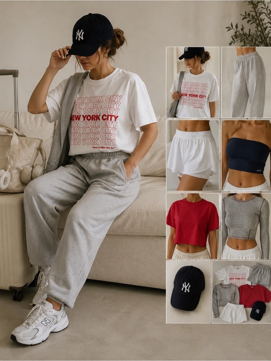 Nike Pants - 8 Pc Athleisure Bundle Nike NYC Tee Aerie Lounge Yoga Gym Travel Capsule Small